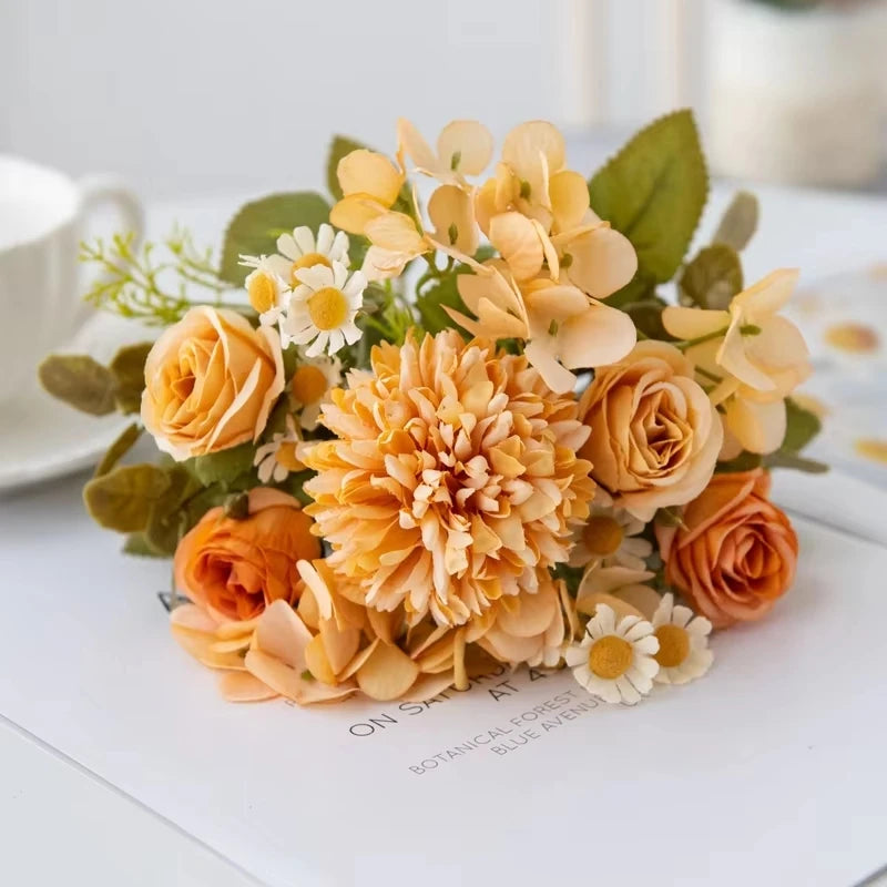 bouquet fleurs artificielles velours rose blanche intérieur décoration mariage anniversaire classique