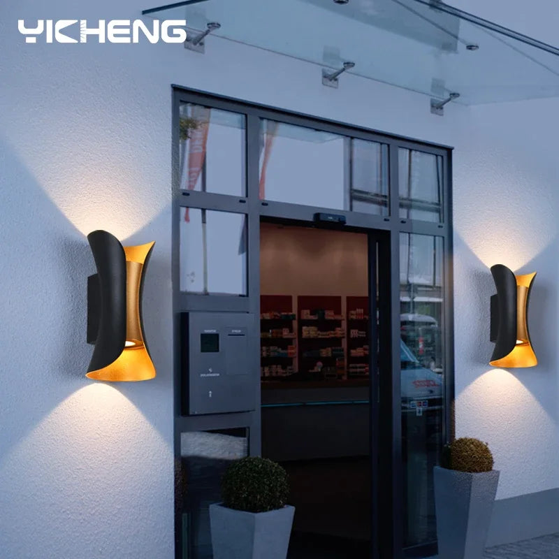 applique murale led aluminium noir or moderne jardin veranda interieur