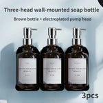 distributeur savon mural rechargeable sans poinçonnage moderne transparent noir étiquette blanche main shampoing gel