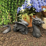 statues dragons decoratives exterieur intérieur gris argenté ecailles detaille fantastique medieval
