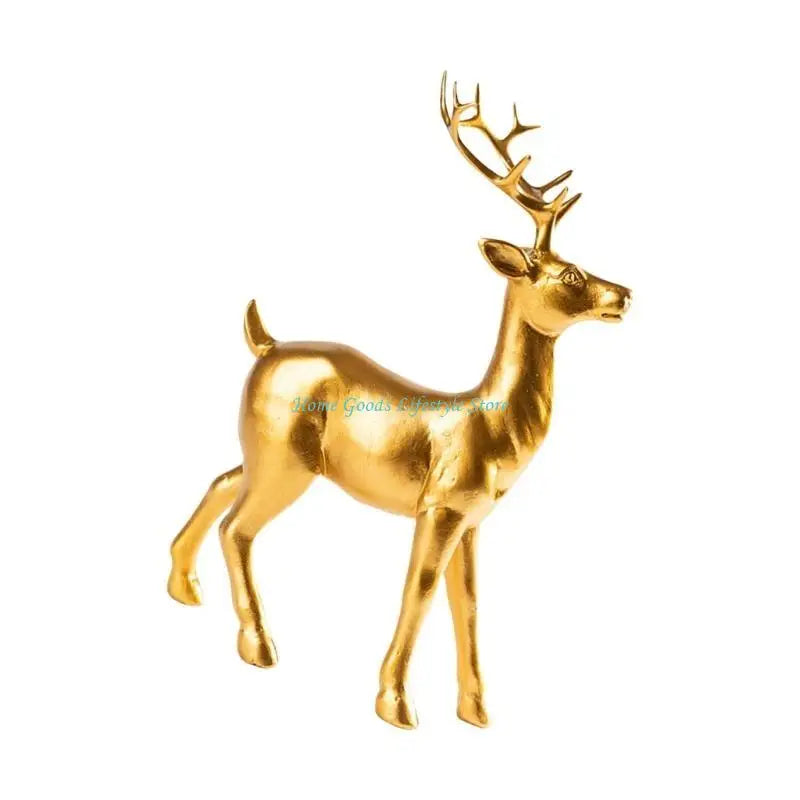 statue cerf doré résine moderne or floral décoration intérieure brillante élégante festive amour
