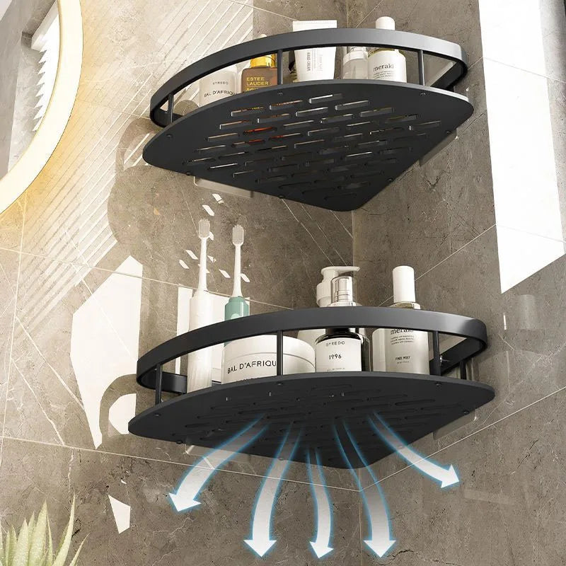 étagère salle bain moderne blanche adhésive rangement perforée aluminium unique