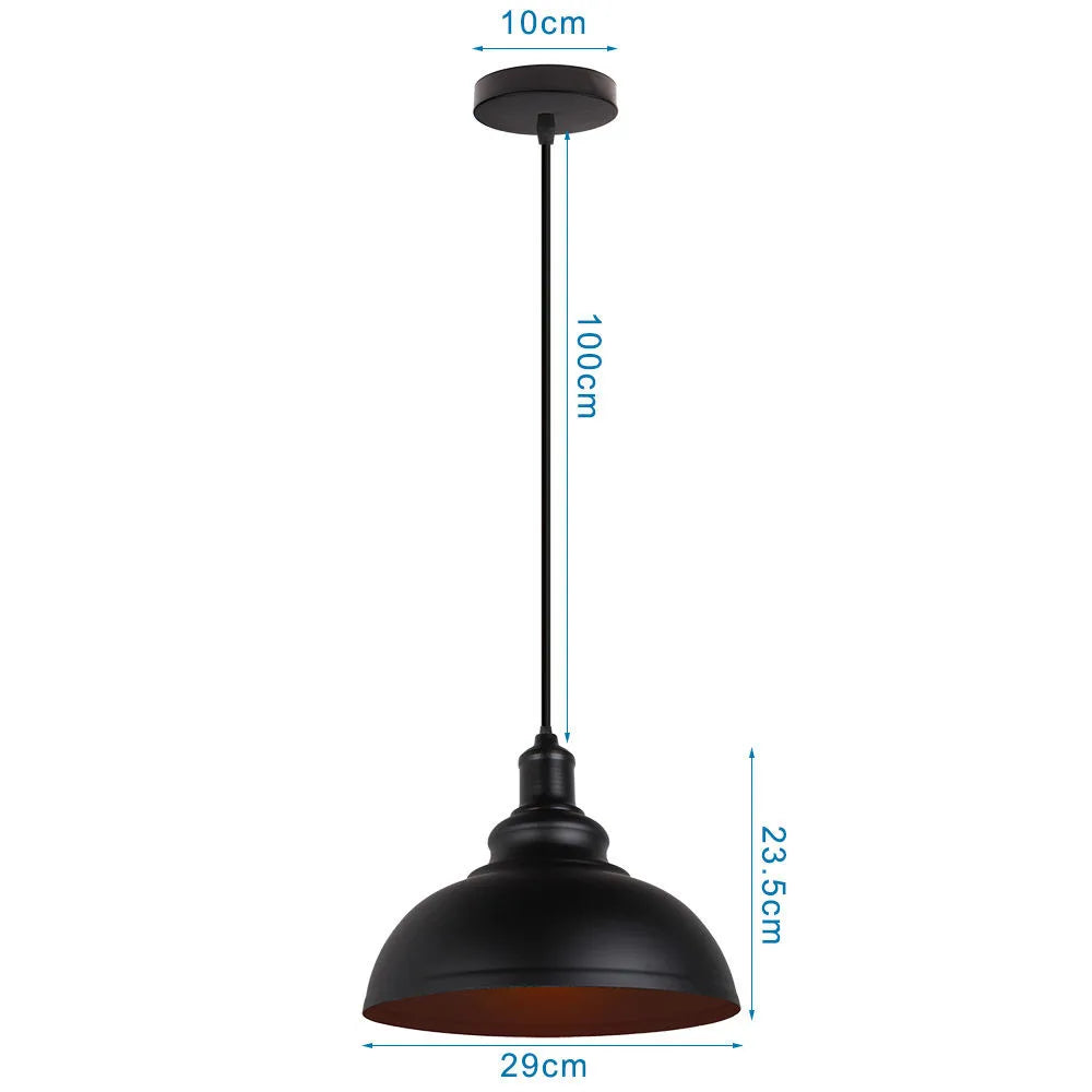 Suspension lumineuse industrielle vintage noir cuivre ampoule chaînes métal fini mat
