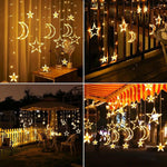 guirlande lumineuse étoiles lunes solaire led blanc doré moderne festif clips extérieur noël ramadan