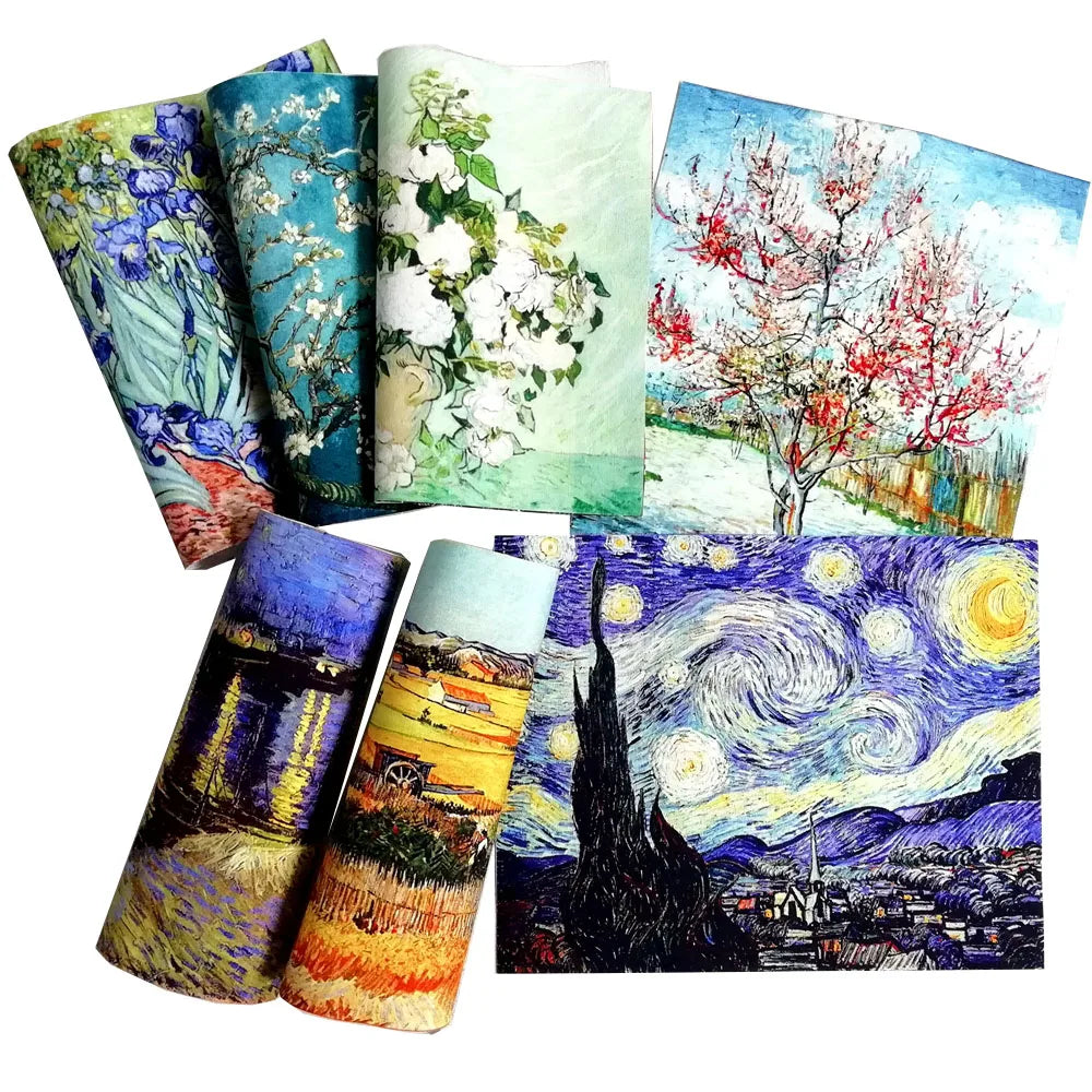 tissu coton lin hand dyed peinture huile van gogh rapide respirant craft scrapbooking patchwork