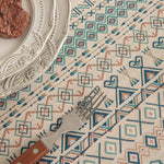 Nappe table géométrique multicolore boho chic imperméable extérieur intérieur festive 140x180cm