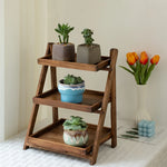 support plantes marron clair bois brut rustique salon trois niveaux sans pliage imperméable