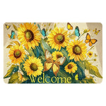 tapis d'entrée imprimé citron plante fleur papillon bienvenue antidérapant polyester caoutchouc maison décoratif naturel