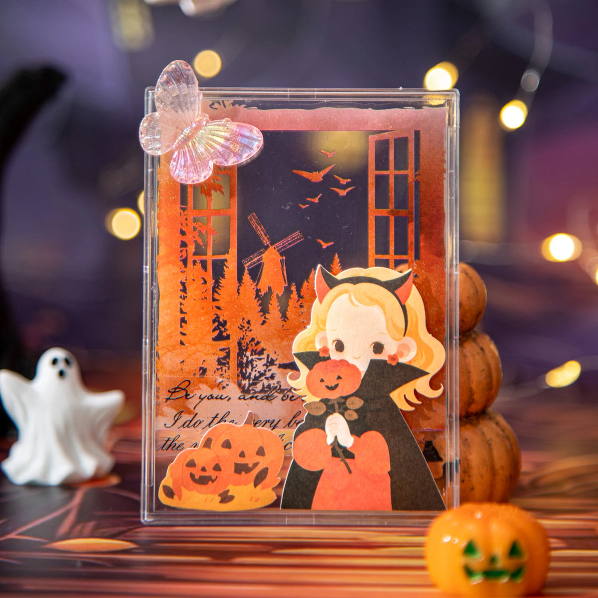 autocollants sorcières halloween personnages citrouilles chats papillons noir rose vert orange