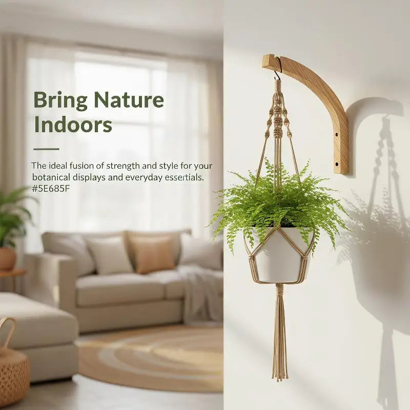 porte plantes suspendus bois lisse modernes vis plantes intérieur decoration rustic