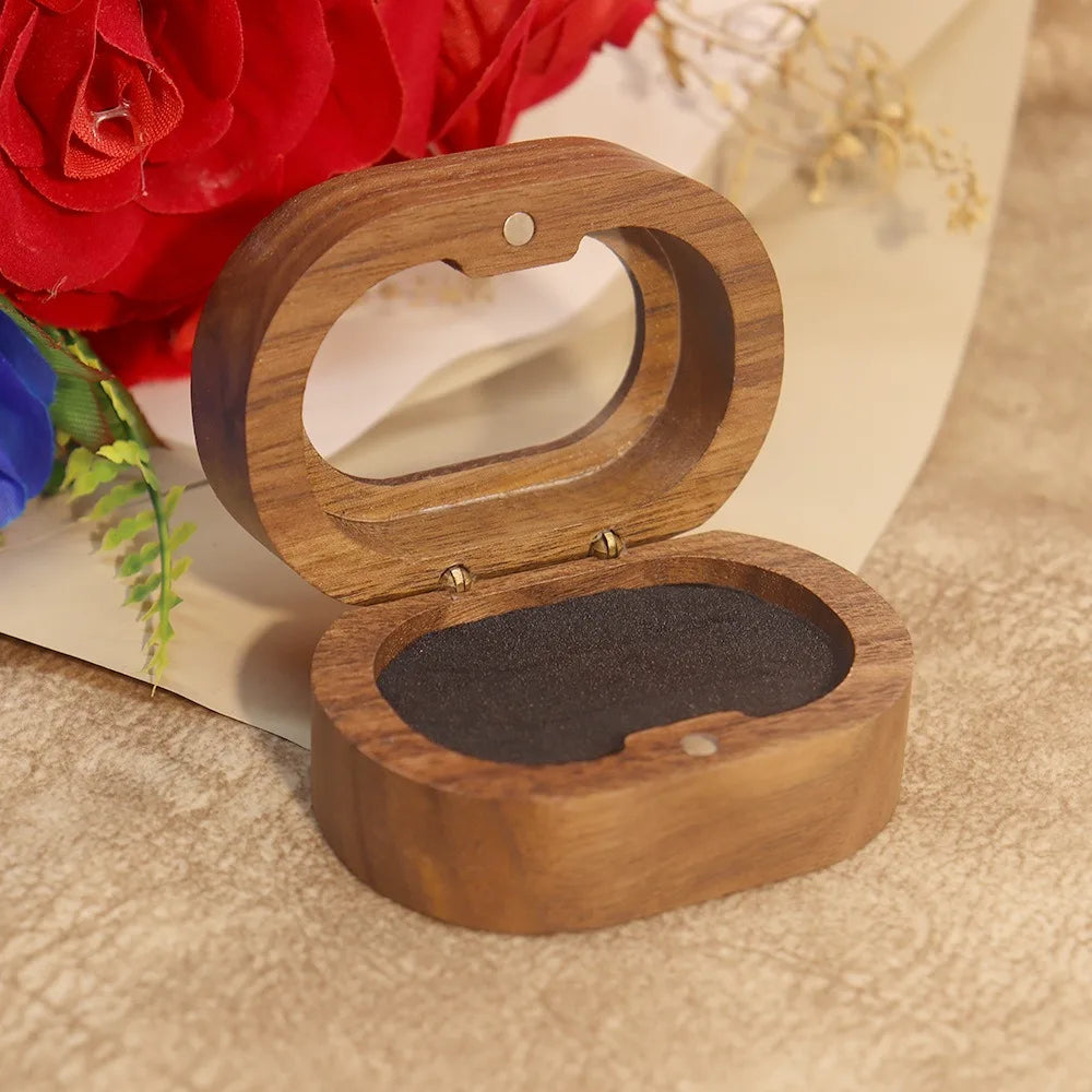 boîte bois rangement bague mariage fiançailles classique or argent clips étui transporte bijoux