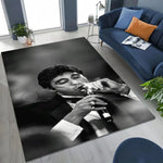 tapis salon décoratif portrait cinéma noir blanc moderne grand tapis sol maison intérieur