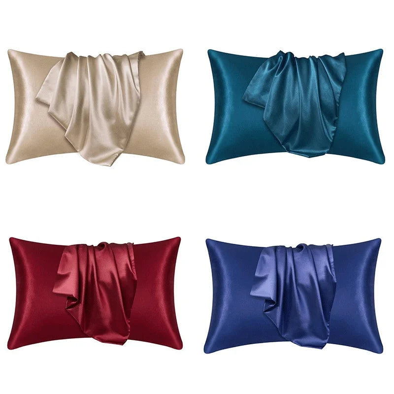 taie d'oreiller soie satinée moderne housse coussin décorative chambre coucher