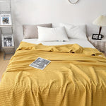 plaids coton gaufrés motifs carreaux jaune rose beige vert décontracté minimaliste literie 200x230cm 150x200cm