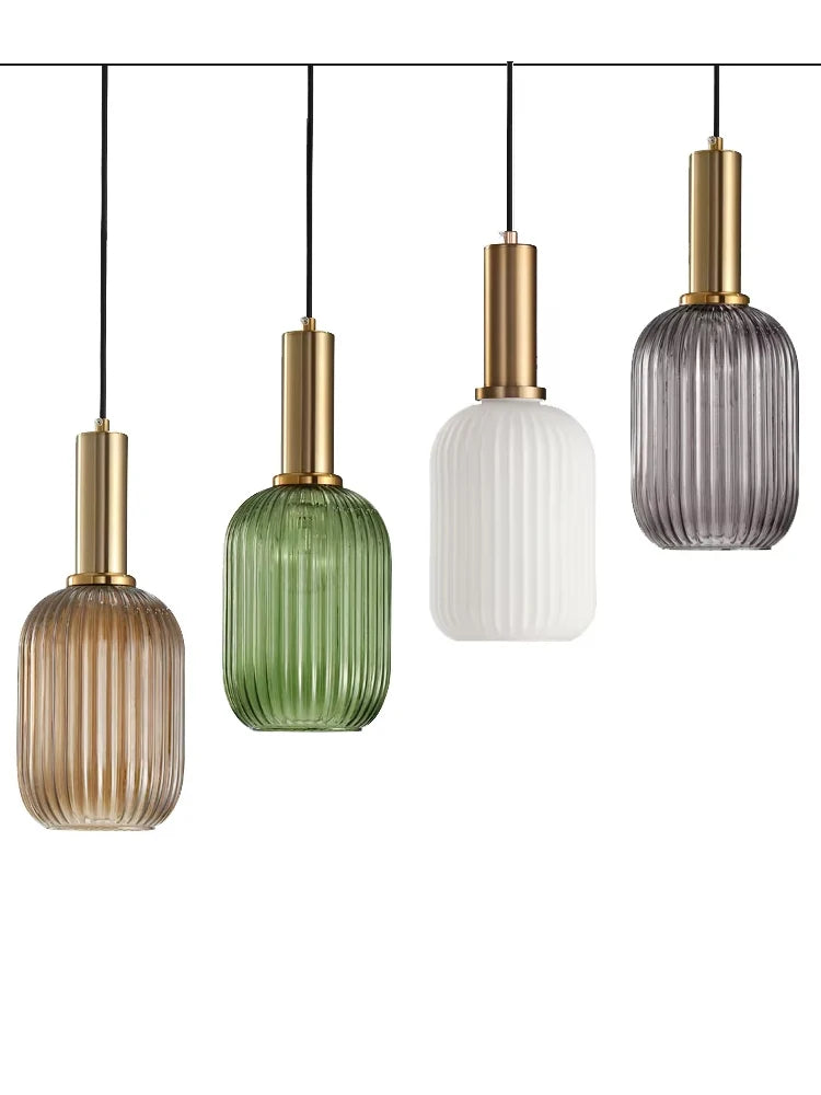 suspension lumineuse moderne vert rayures opacité câble noir gris beige chambre salon
