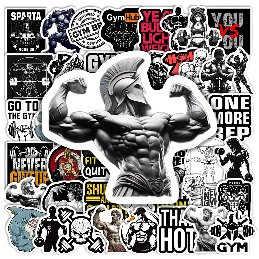 stickers graphiques adhésifs waterproof noir blanc textes animaux fitness agenda journal portable téléphone bouteille