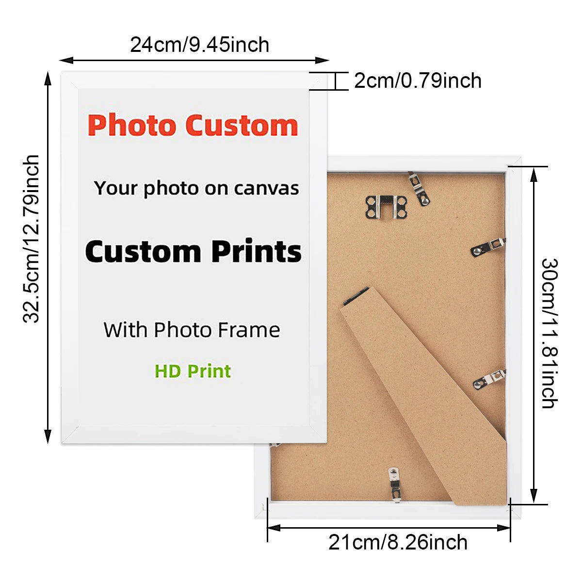 Cadre photo personnalisable bois naturel moderne toile opaquement clips ressort protection sac fête mères