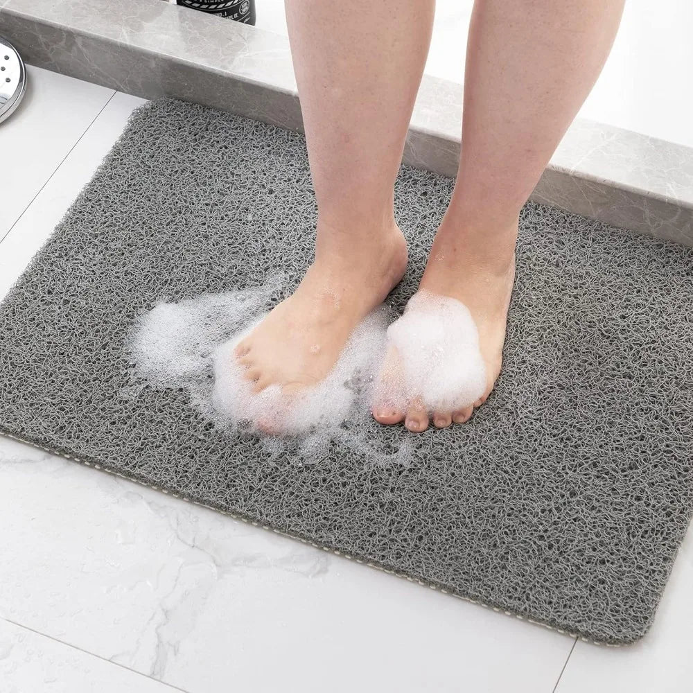 tapis bain moderne beige clair gris doux antidérapant respectueux environnement 45x75cm