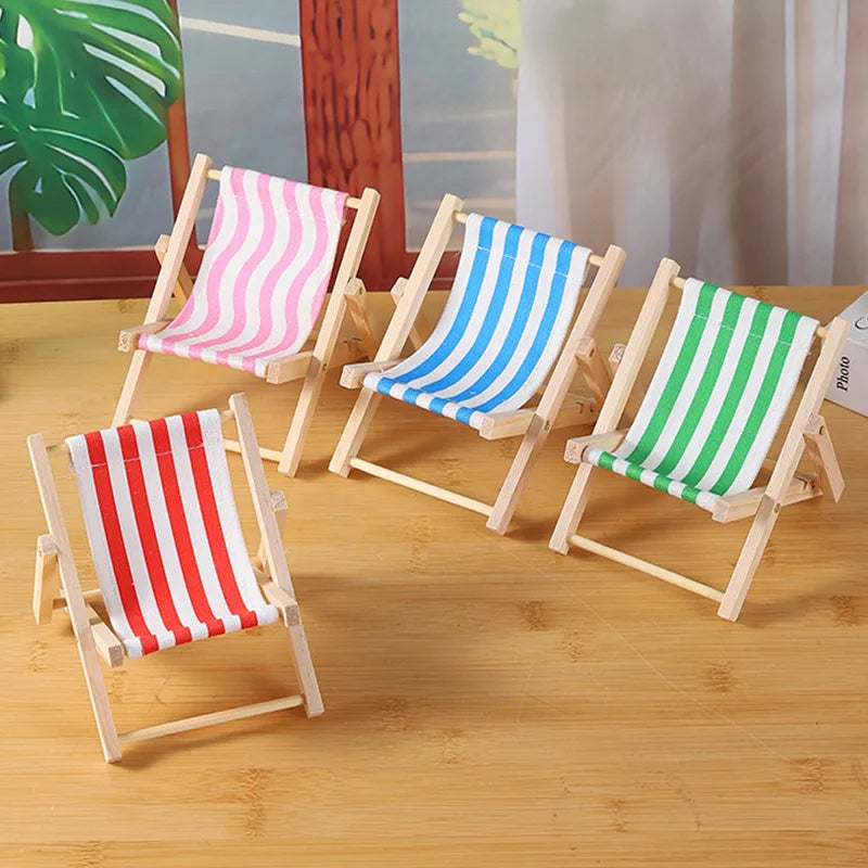 chaise pliante miniature accessoires poupée couleurs vives motifs citrons fraises moderne rayures horizontales