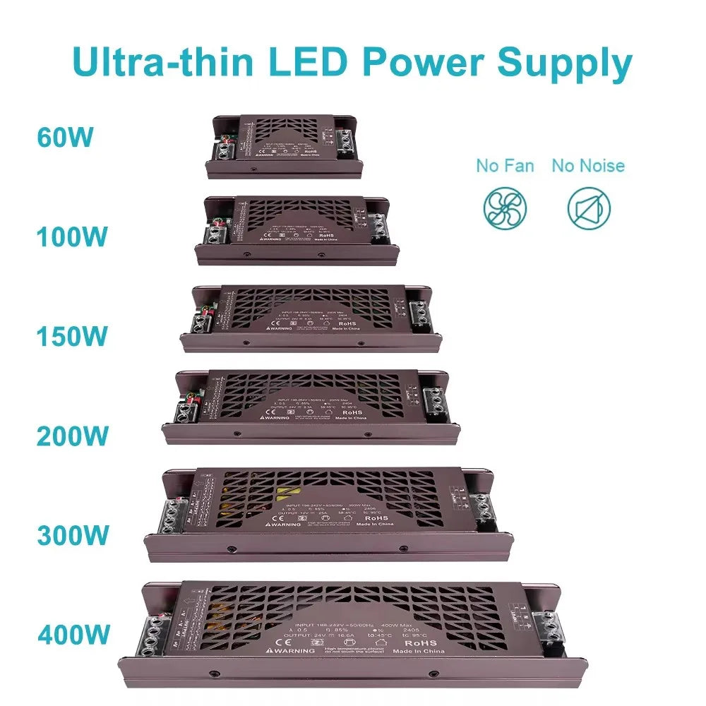 transformateur éclairage led 12v 24v 100w 150w 200w 300w 400w marron moderne