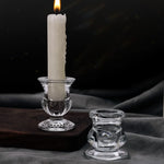 bougeoir classique transparent gravé décoration maison support bougie alliage métal rond opacité