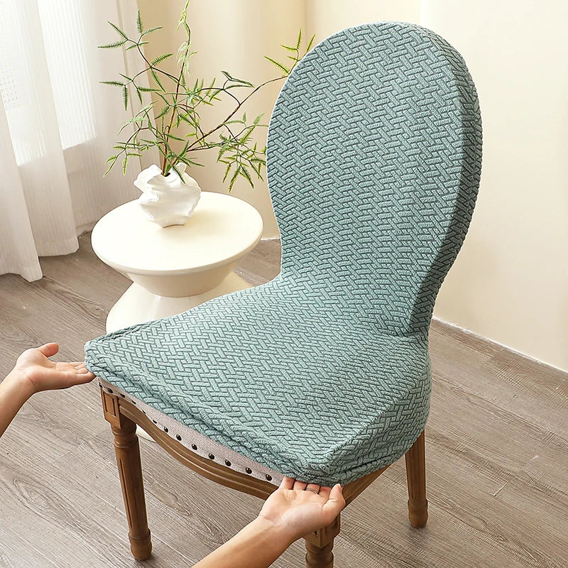 housse chaise tissée motifs géométriques beige moderne protection salon mariage