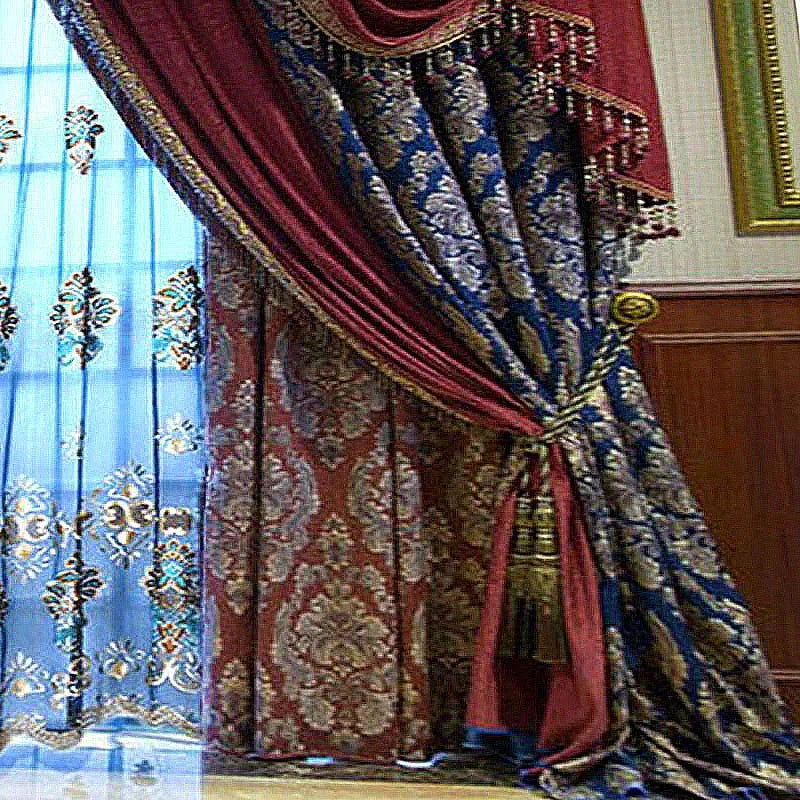 rideaux baroques opaques voilage transparent motifs floraux boucles apparentes salon chambre coucher