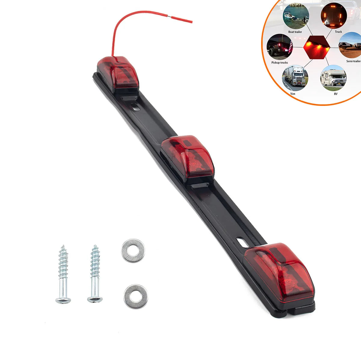 barre lumineuse led rouge moderne vis fixations incluses 36cm 2.7mm 1.4mm