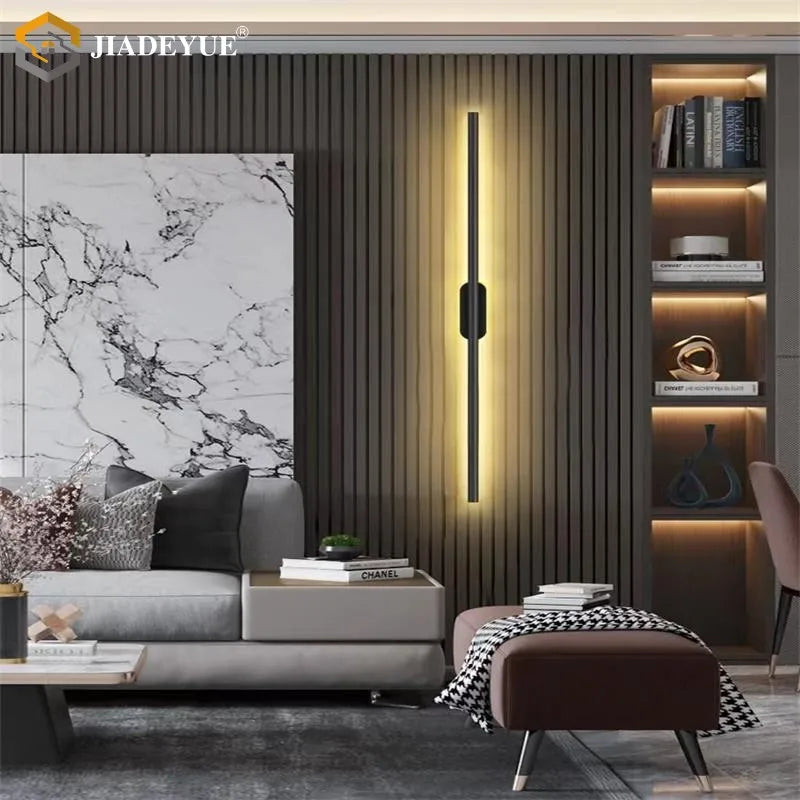 applique murale led noire rectangulaire moderne longue chambre salon éclairage intérieur luxe