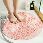tapis bain circulaire texturé motifs floraux bleu rose moderne adhésif salle bain douceur antidérapant