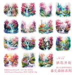 autocollants paysages naturels scrapbooking bricolage opaques vert bleu blanc rose marron jaune gris forêt