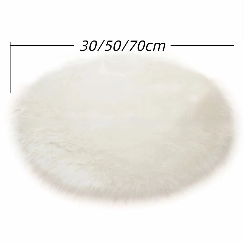 tapis rond doux fourrure polyester blanc rose gris moderne chambre 30 50 70 cm