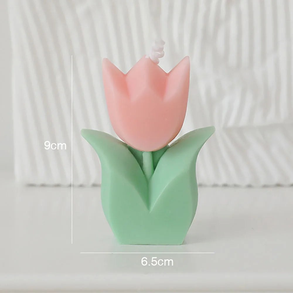 bougies tulipe blanc vert rose jaune moderne minimaliste paraffine aromathérapie chambre déco