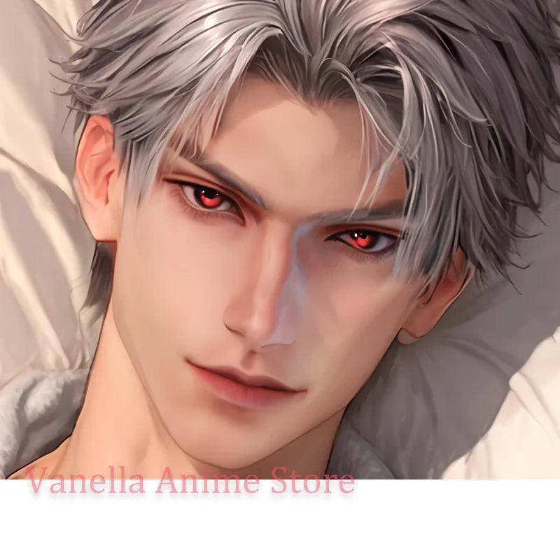 housse coussin anime dessin blanc gris rose rouge cheveux ondulés peau lisse impression double