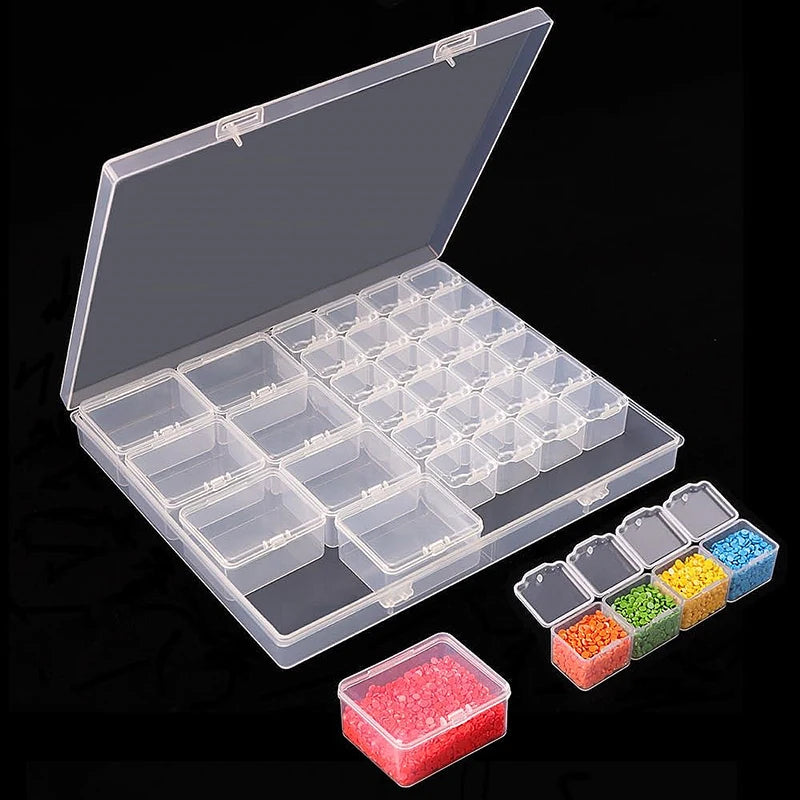 boîtes rangement transparentes clips fermeture organisation diy mosaïque bijoux électroniques petits objets modernes