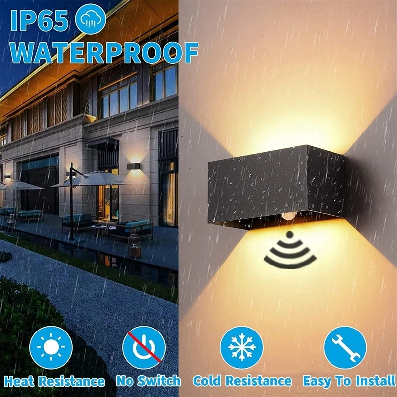 applique murale led motion sensor extérieure ip65 contemporaine 6000k 4000k 3000k đen trắng