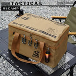 sac rangement camping vert olive imprimé militaire 30L étanche boucles métalliques assiettes couvercles bouteille