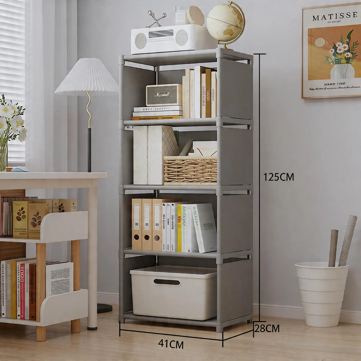 étagère rangement multifonctionnelle facile acier inoxydable moderne salon organisation boîtes fichiers paniers