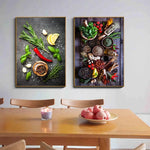 décoration murale art culinaire herbes épices condiments toile impression sans cadre vertical
