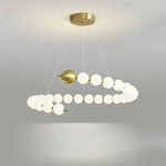 suspension lumineuse moderne blanc doré boules rondes salon chambre restaurant étude