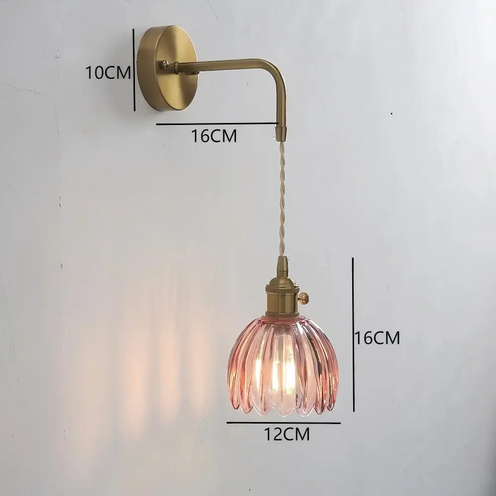 lampe murale moderne verre floral or vert translucide vintage fixée mur led contemporain