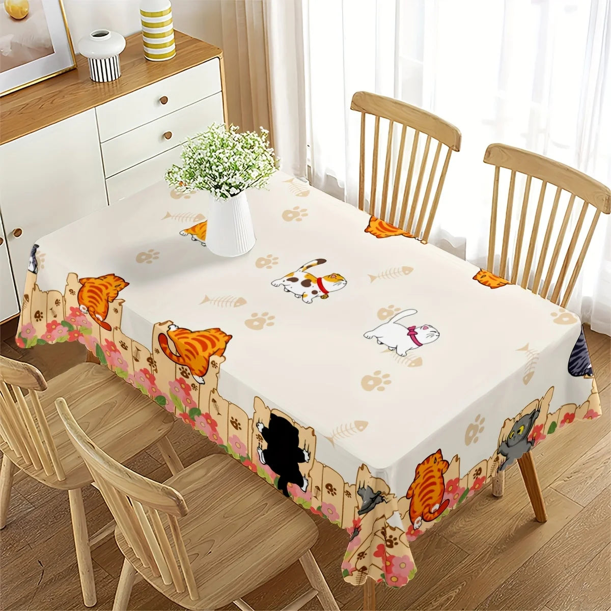 nappe imperméable chats poissons fleurs moderne extérieur printemps été automne hiver machine