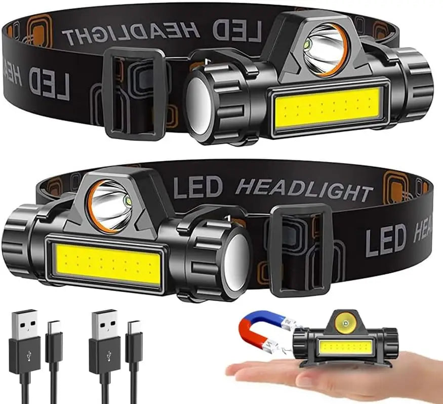 lampe frontale led rechargeable bande elasthanne geometrique camping sport nuit fishing