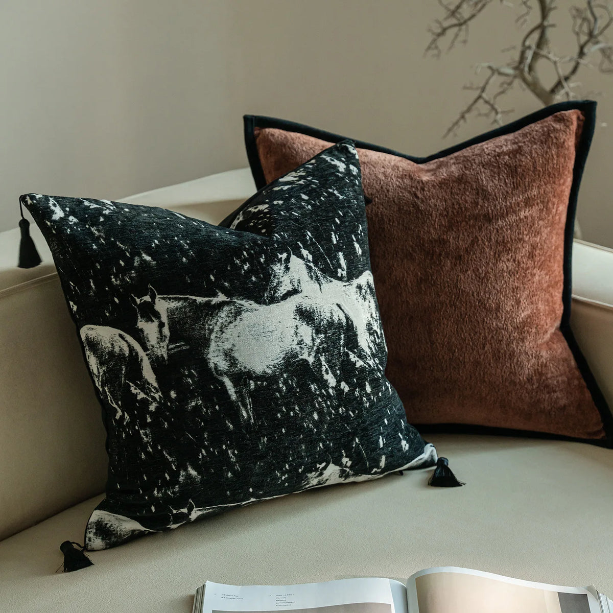 housse coussin décorative motif animalier jacquard coton polyester salon canapé moderne intérieur luxe