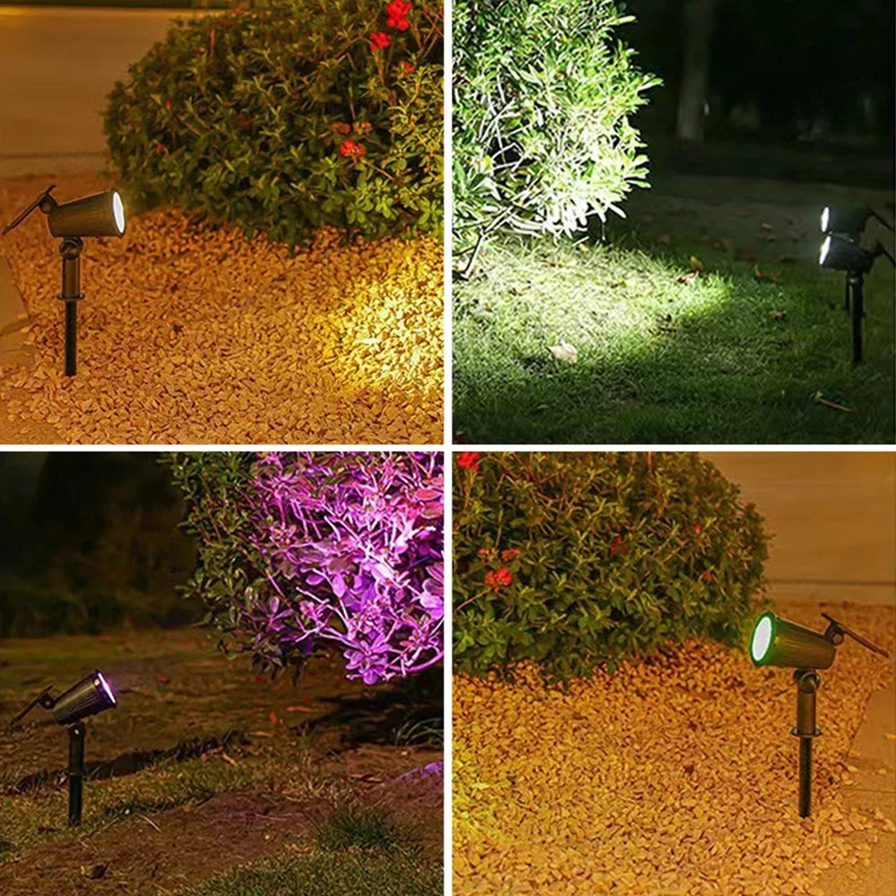 spot lumineux solaire led rgb réglable moderne noir texturé imperméable ip65extérieur jardin piscine