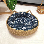 coussin rembourré chat tissé rotin rustique beige clair douillet 34cm 40cm 45cm opaque