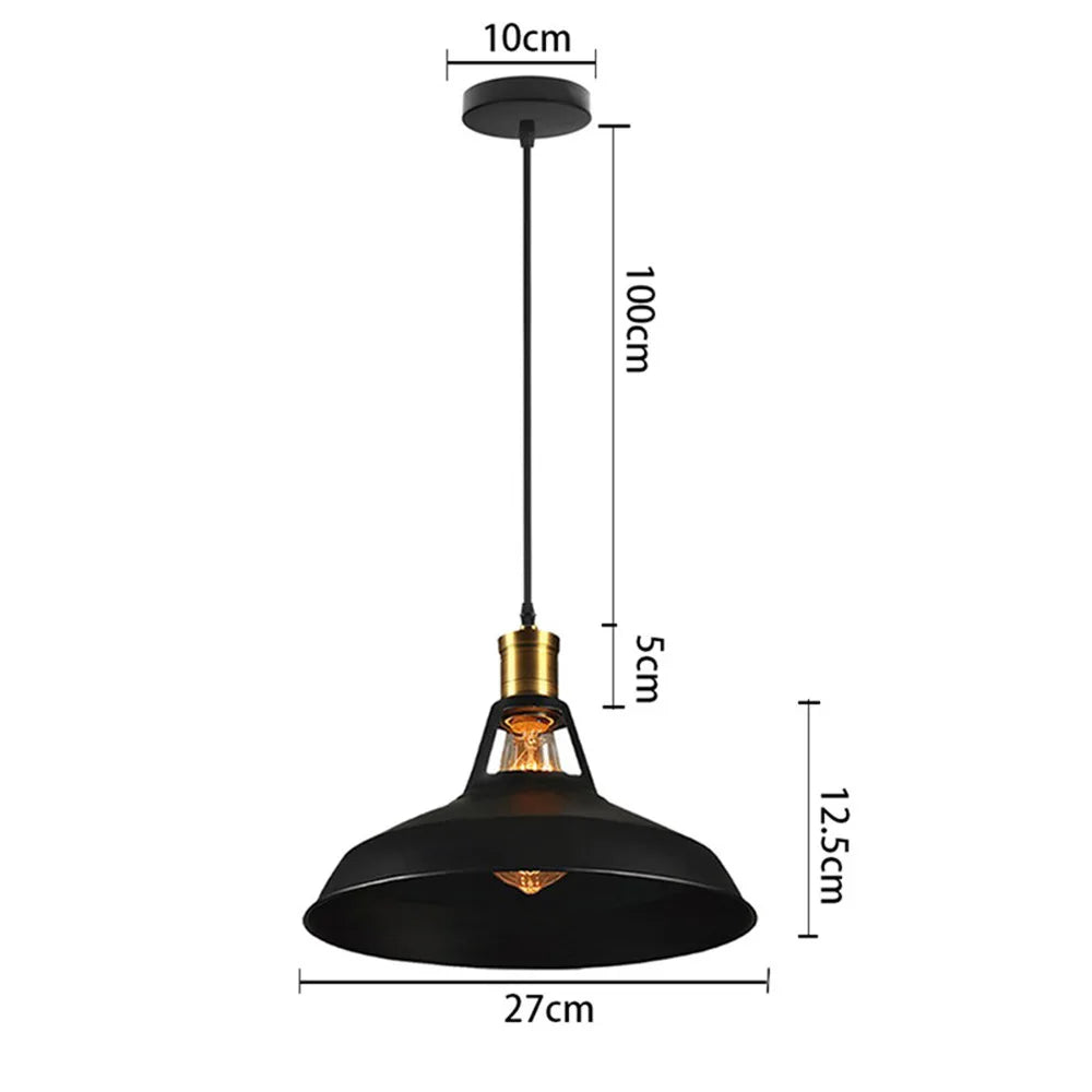 Suspension lumineuse industrielle vintage noir cuivre ampoule chaînes métal fini mat