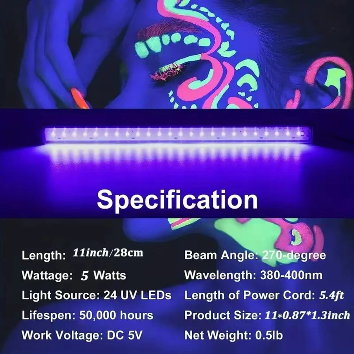 lampe uv led noire fluo détection fluorescence scène dj portable adaptateur usb