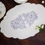 assiette fleur bleue silicone classique vintage beige blanc respectueuse environnement