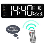 horloge murale numérique moderne noir orange vert télécommande affichage led minimaliste